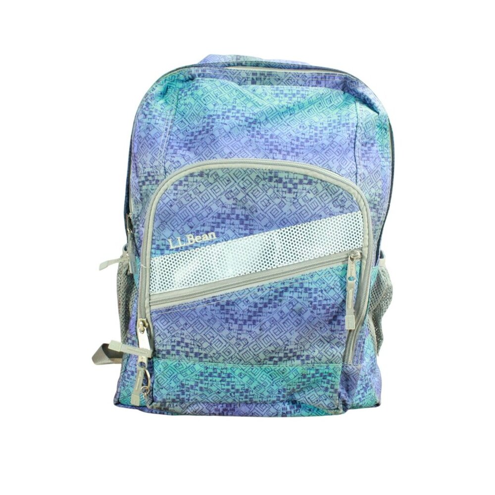LL Bean Kids Deluxe Book Pack 37L Weatherproof Periwinkle Sky Chevron Backpack